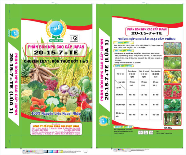 NPK PHÚC HƯNG 20-15-7 (Lúa 1)